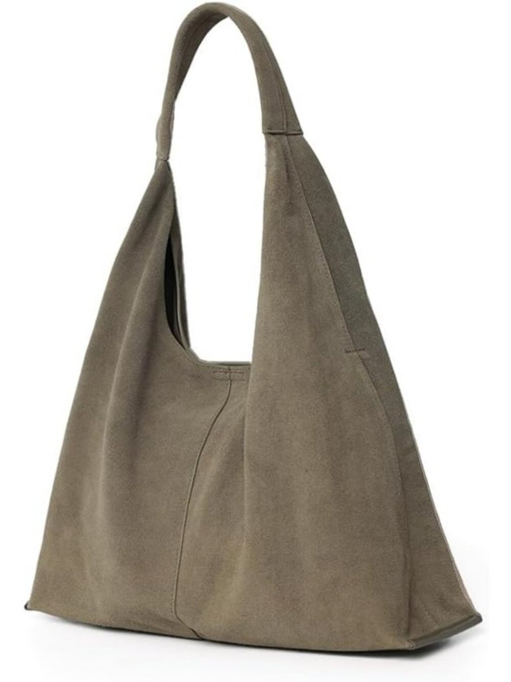 Suede Leather Slouchy Hobo Bag for Women, Oversized Crescent Tote with Zip Pouch